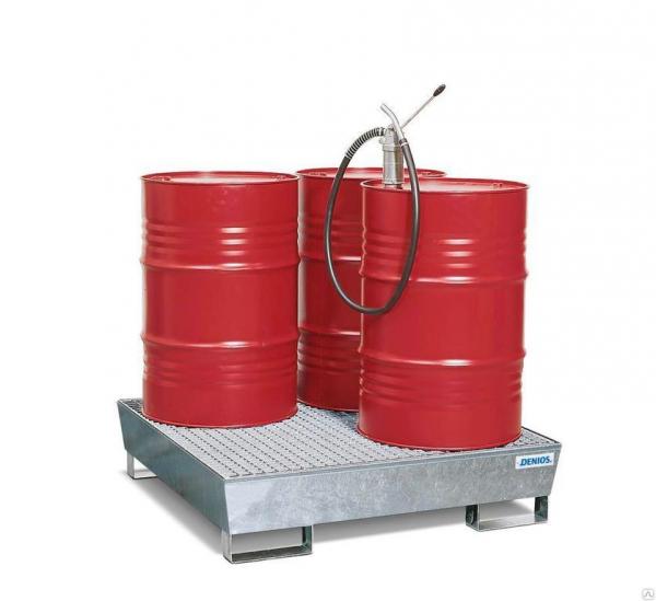 Сточный поддон 200 л из оцинкованной стали под 4 х 205 л бочки